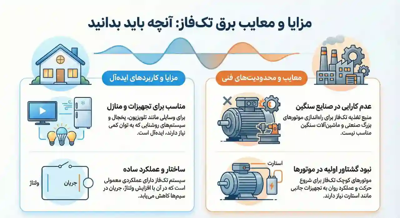 مزایا و معایب برق تک فاز