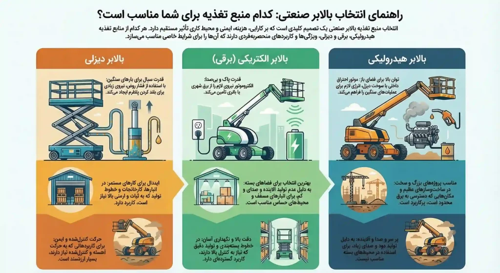 انواع منبع تغذیه در بالابر صنعتی